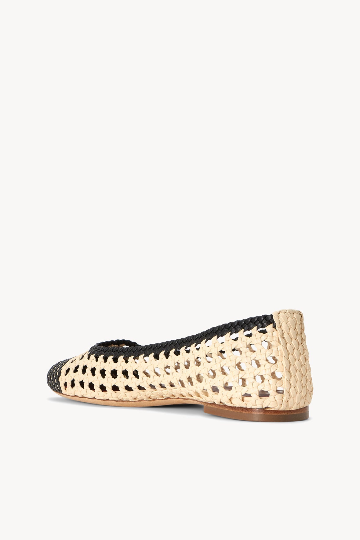 STAUD Shoes Nell Crochet Ballerina Cream Black