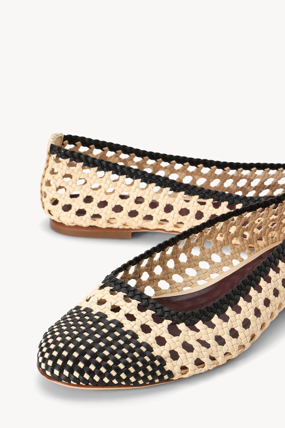 STAUD Shoes Nell Crochet Ballerina Cream Black