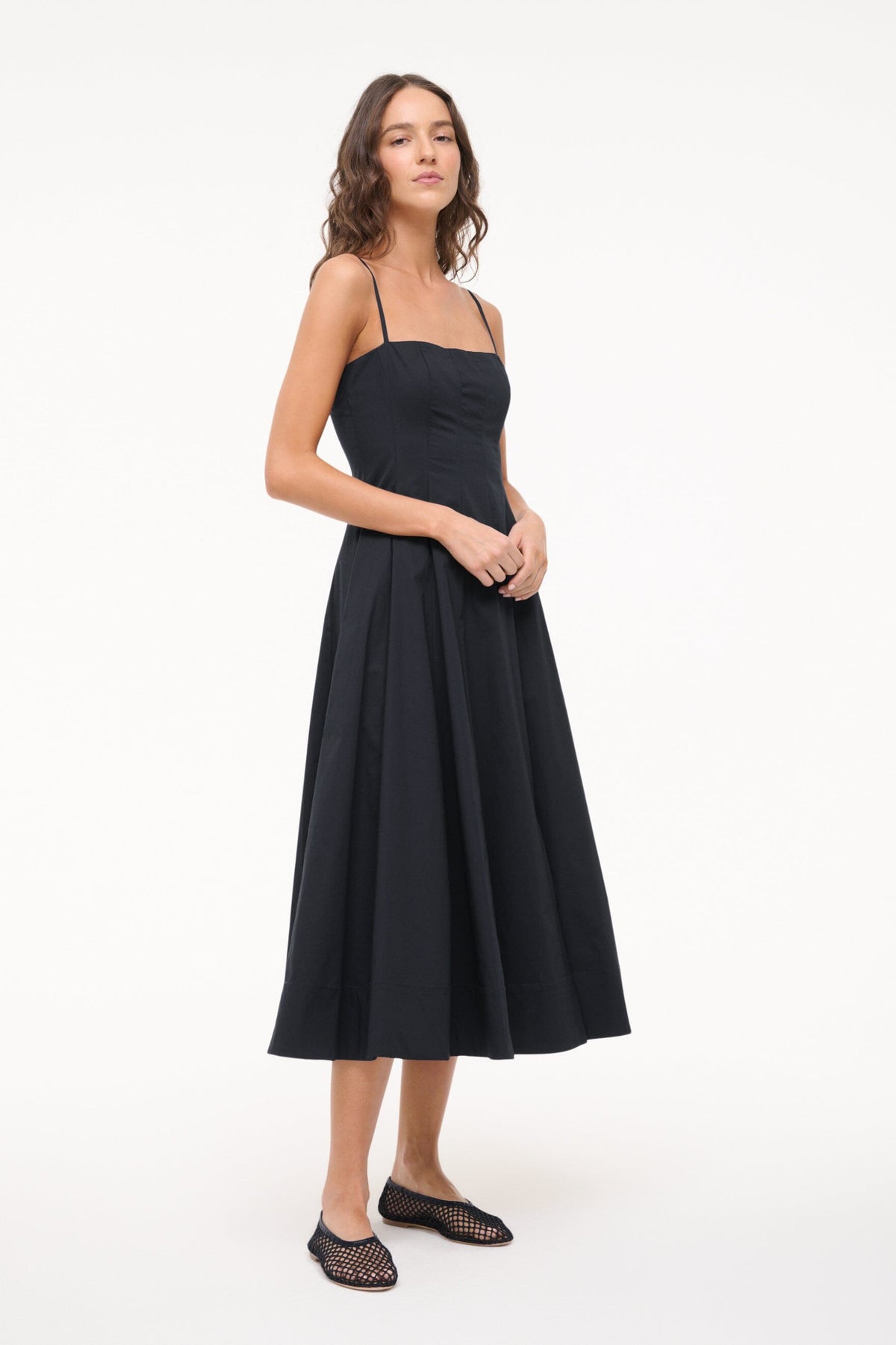 STAUD Shoes Alba Ballet Black Netting