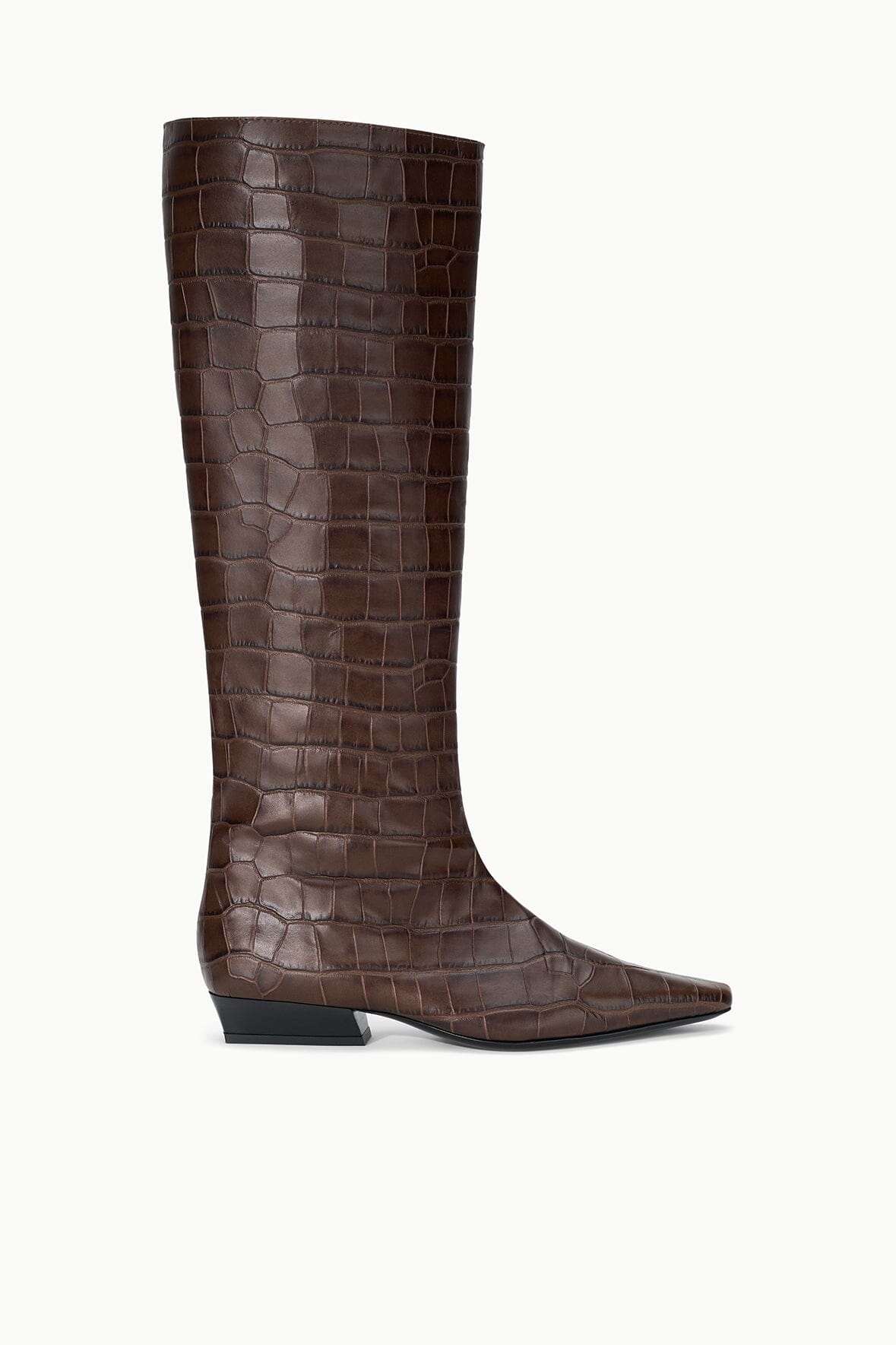 STAUD Shoes Wally Flat Boot Espresso Croco