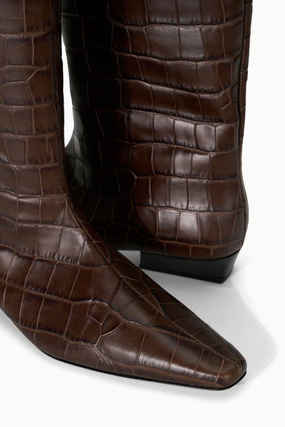 STAUD Shoes Wally Flat Boot Espresso Croco