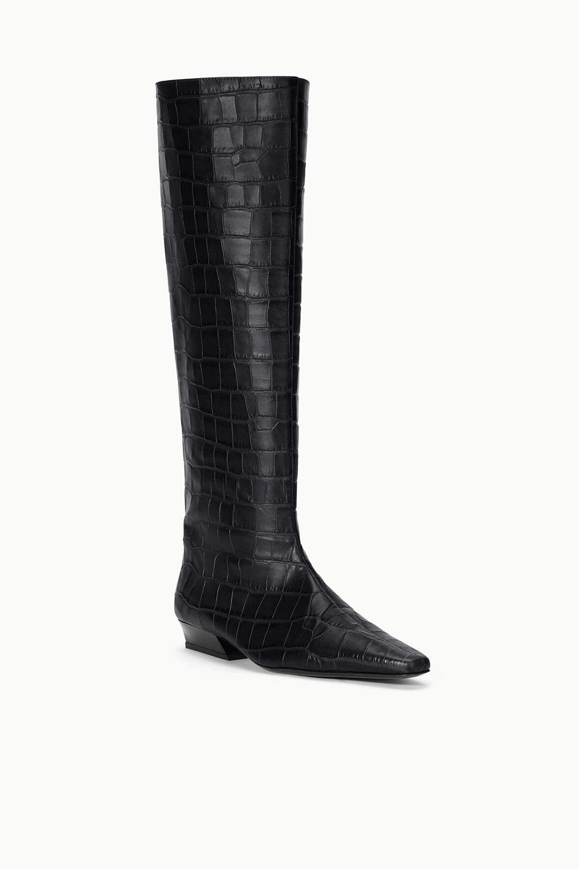 STAUD Shoes Wally Flat Boot Black Croco