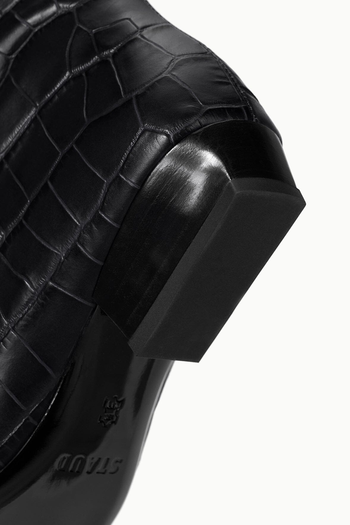 STAUD Shoes Wally Flat Boot Black Croco