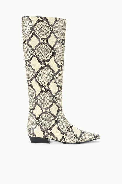 STAUD Shoes Wally Flat Boot White Snake