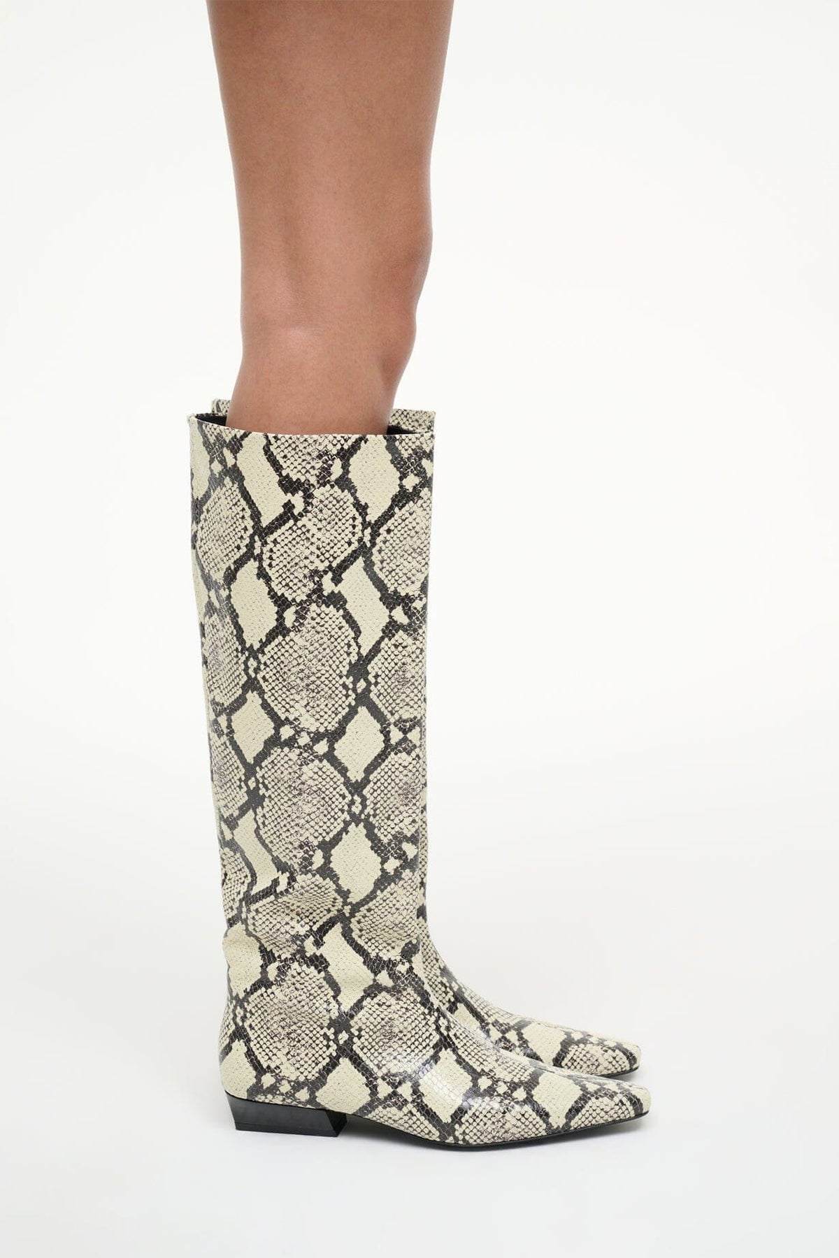 STAUD Shoes Wally Flat Boot White Snake
