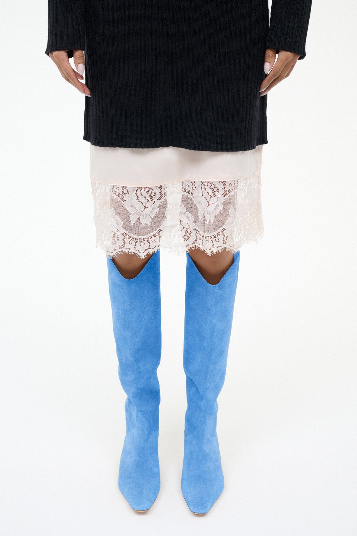 STAUD Shoes Western Wally Boot Blue Suede