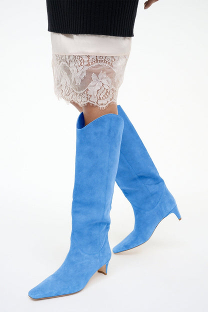 STAUD Shoes Western Wally Boot Blue Suede