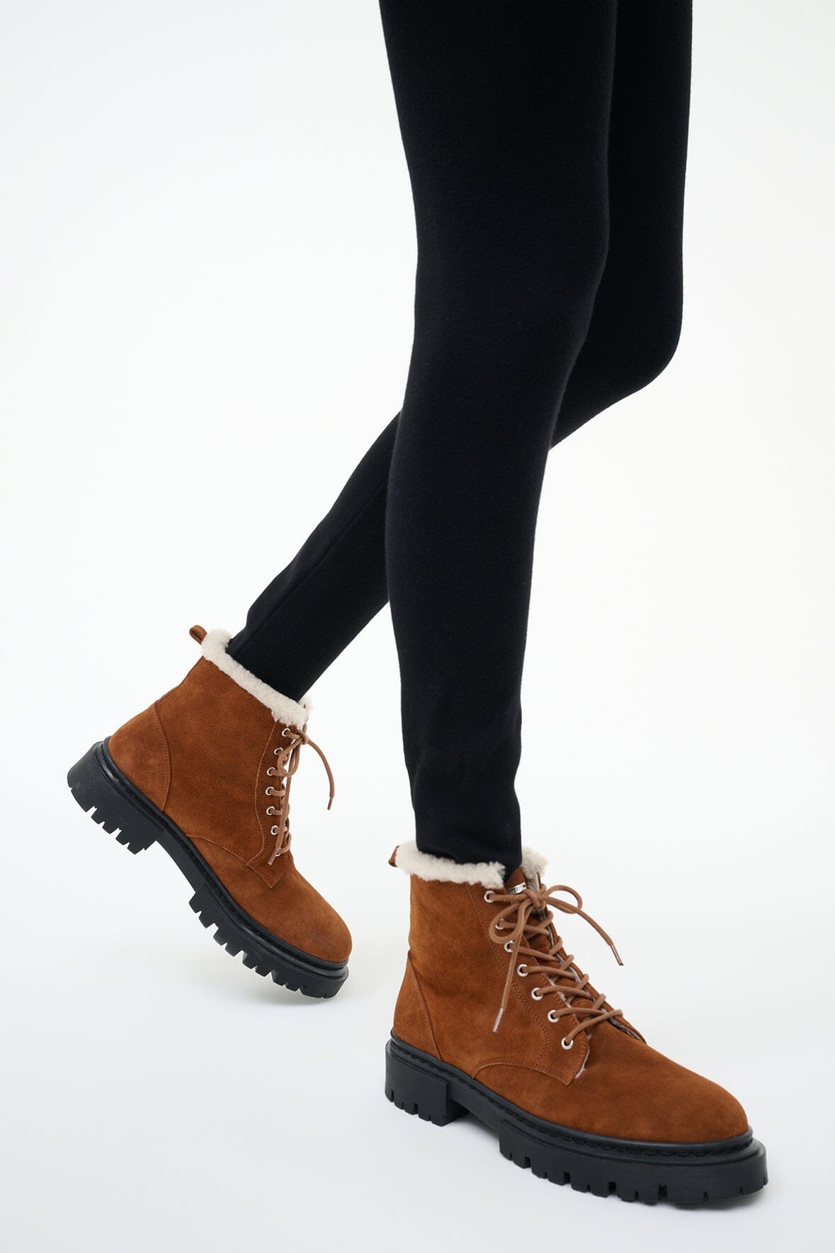 STAUD Shoes Henry Combat Boot Tabac Suede
