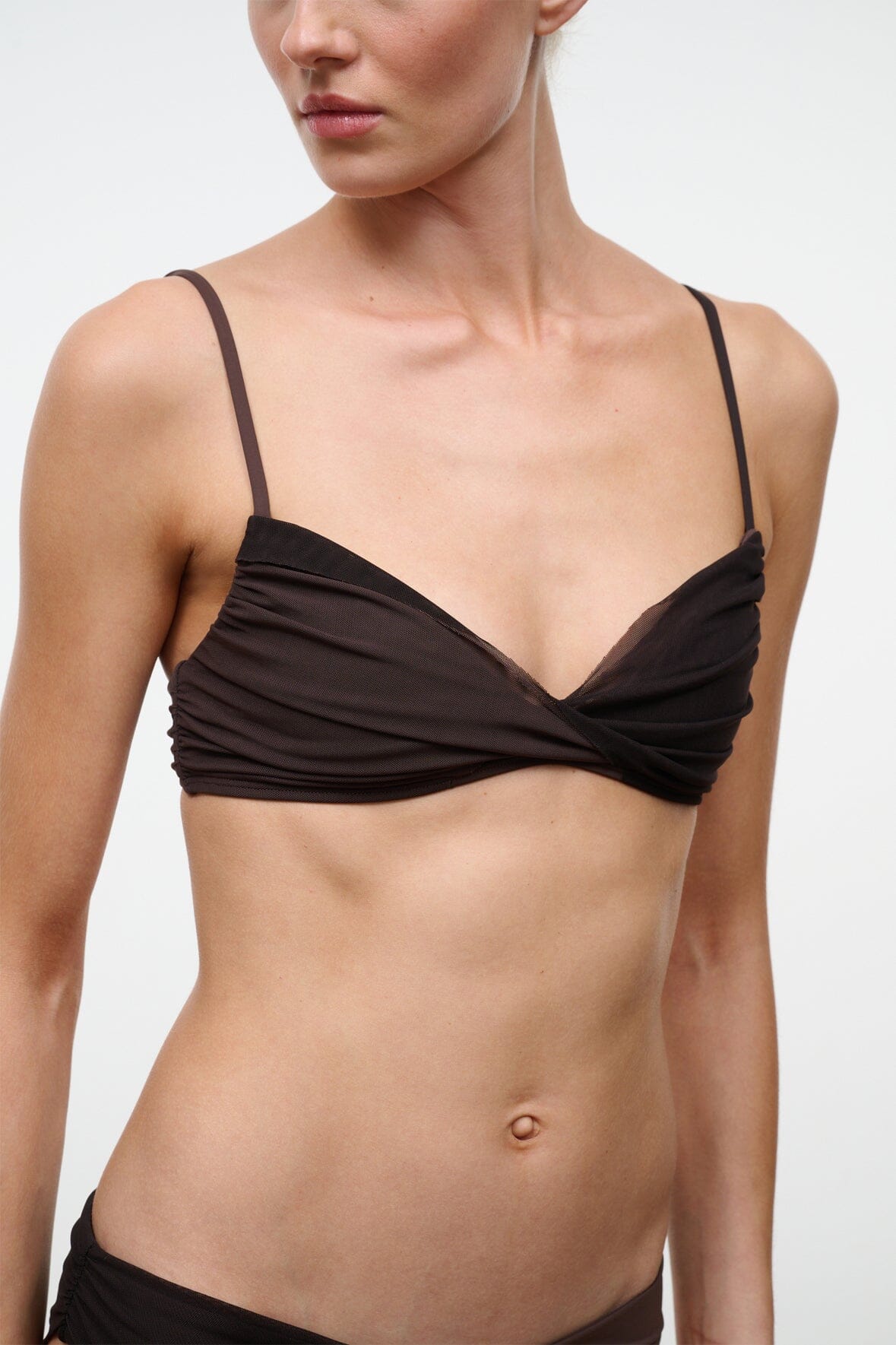 STAUD Swimwear La Mer Bikini Top Espresso Dark Chocolate