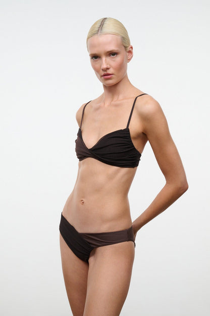 STAUD Swimwear La Mer Bikini Top Espresso Dark Chocolate