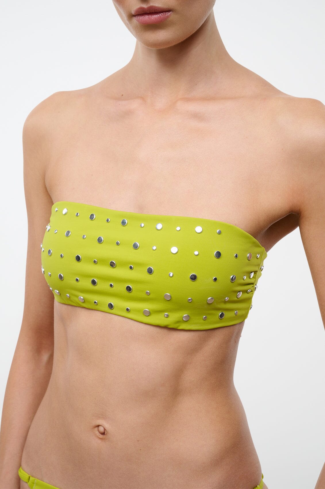STAUD Swimwear Sara Bikini Top Citron Studs