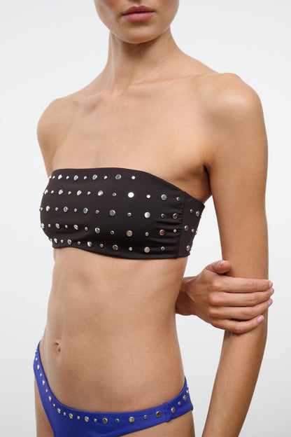 STAUD Swimwear Sara Bikini Top Espresso Studs