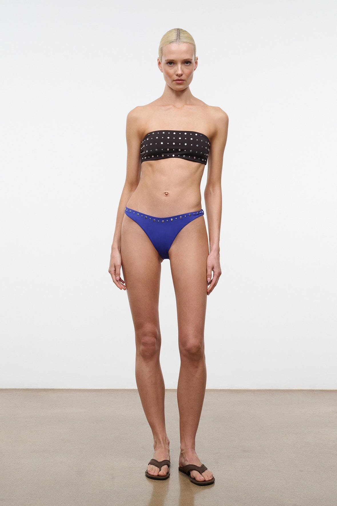 STAUD Swimwear Sara Bikini Top Espresso Studs