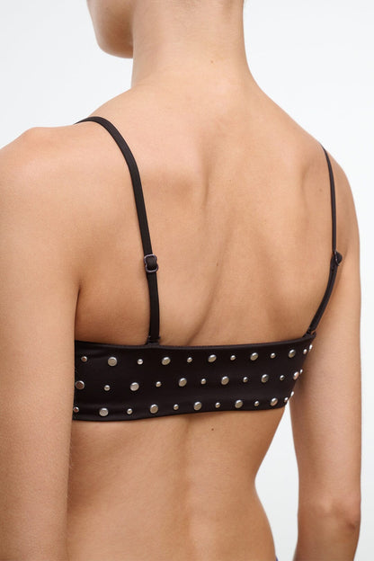 STAUD Swimwear Sara Bikini Top Espresso Studs