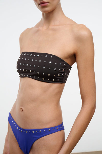STAUD Swimwear Sara Bikini Top Espresso Studs