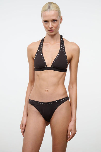 STAUD Swimwear Irina Bikini Top Espresso Studs