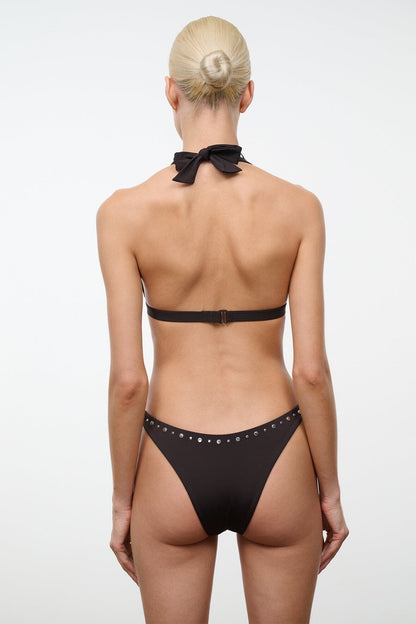 STAUD Swimwear Irina Bikini Top Espresso Studs