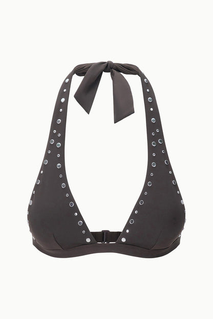 STAUD Swimwear Irina Bikini Top Espresso Studs