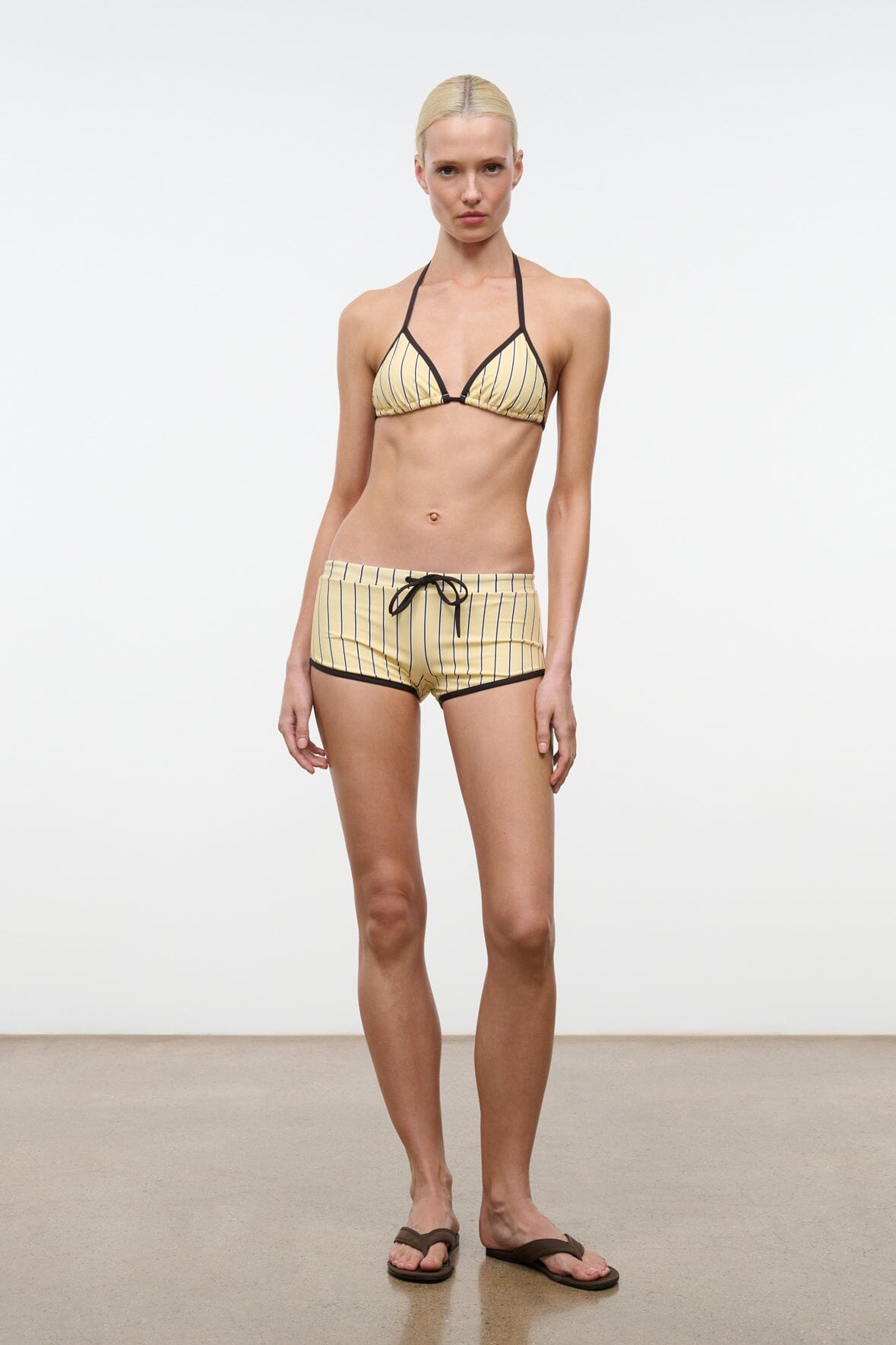 STAUD Swimwear Lido Triangle Bikini Top Monday Stripe