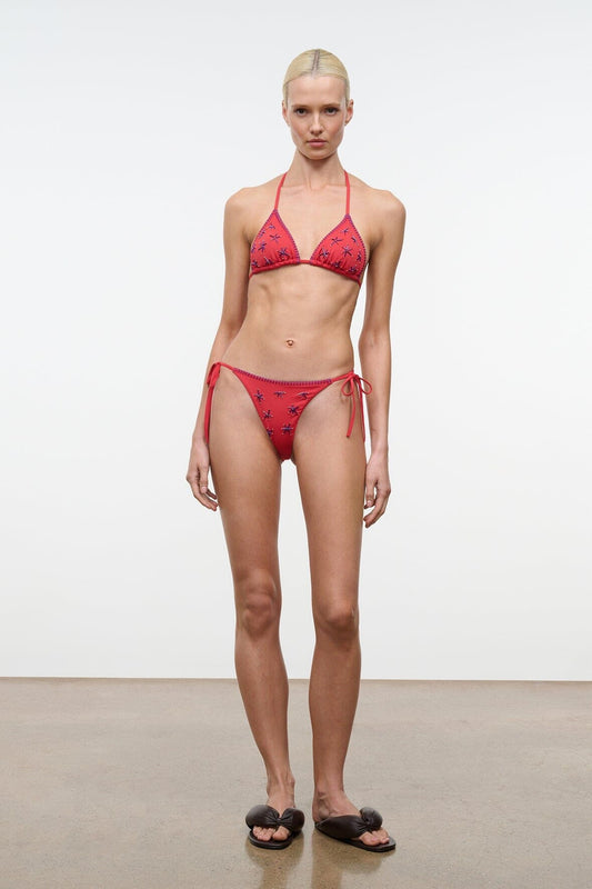 STAUD Swimwear Lido Triangle Bikini Top Painted Foulard