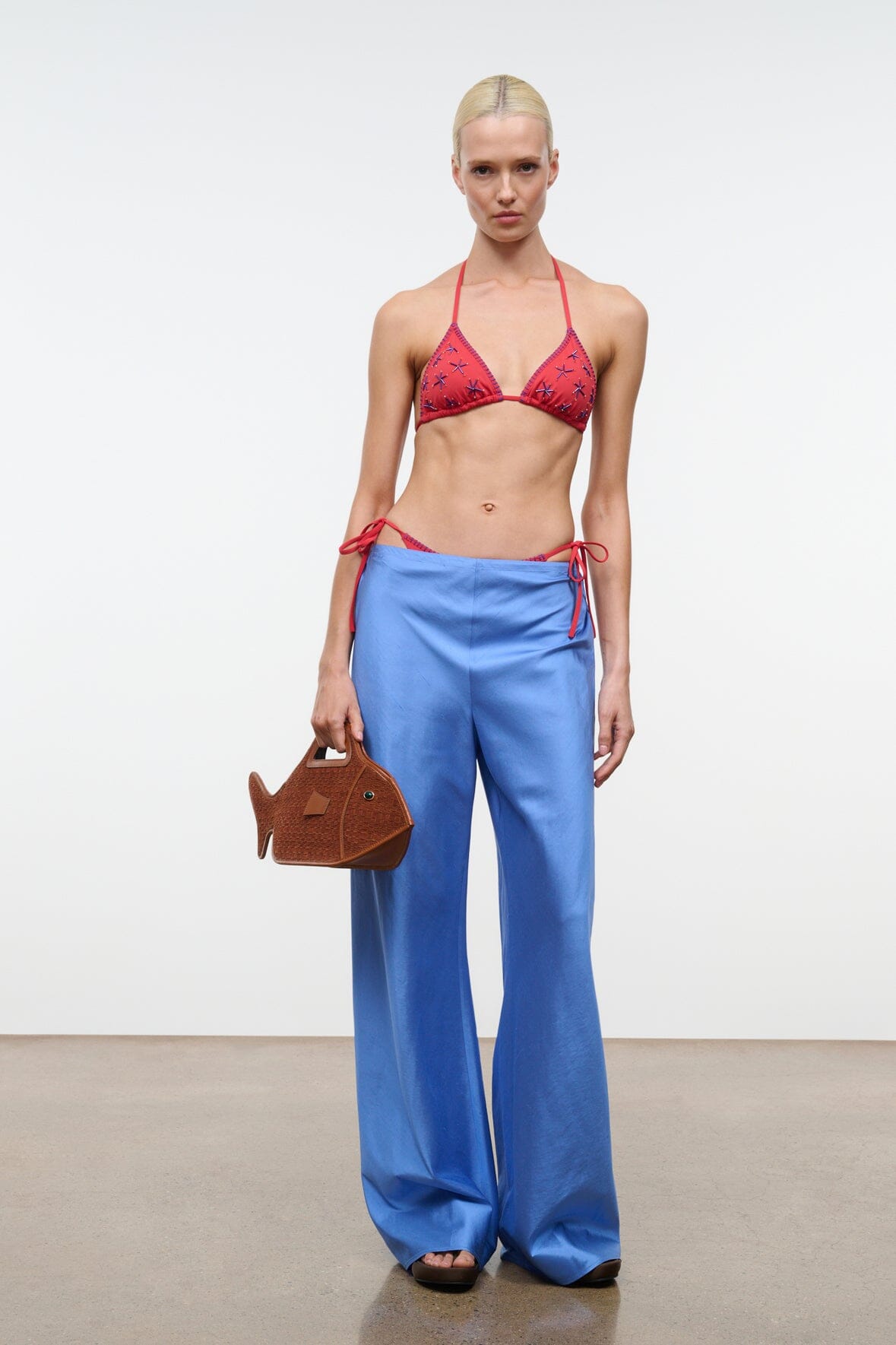 STAUD Swimwear Lido Triangle Bikini Top Painted Foulard
