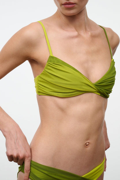 STAUD Swimwear La Mer Bikini Top Citron Pesto
