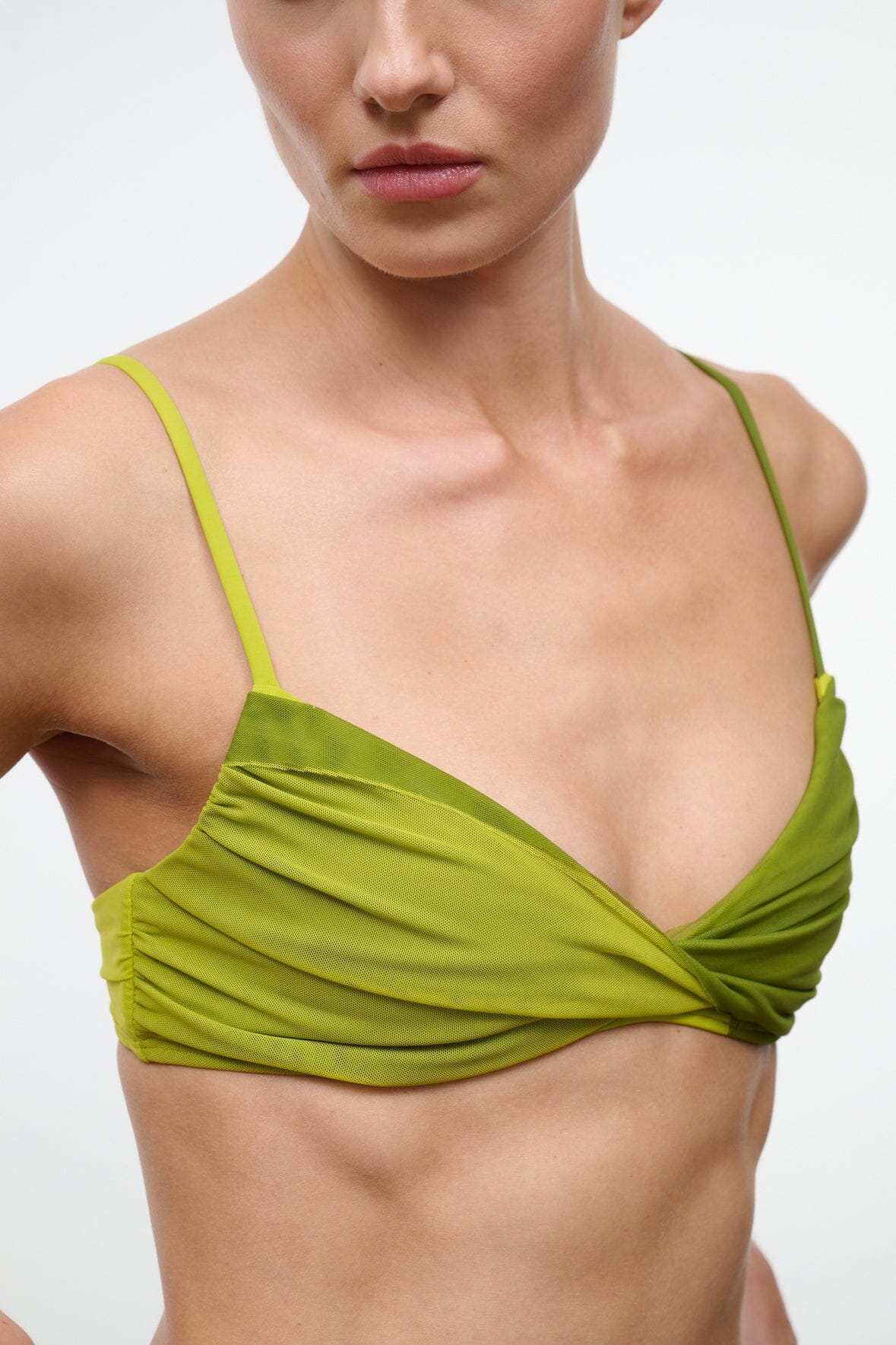 STAUD Swimwear La Mer Bikini Top Citron Pesto
