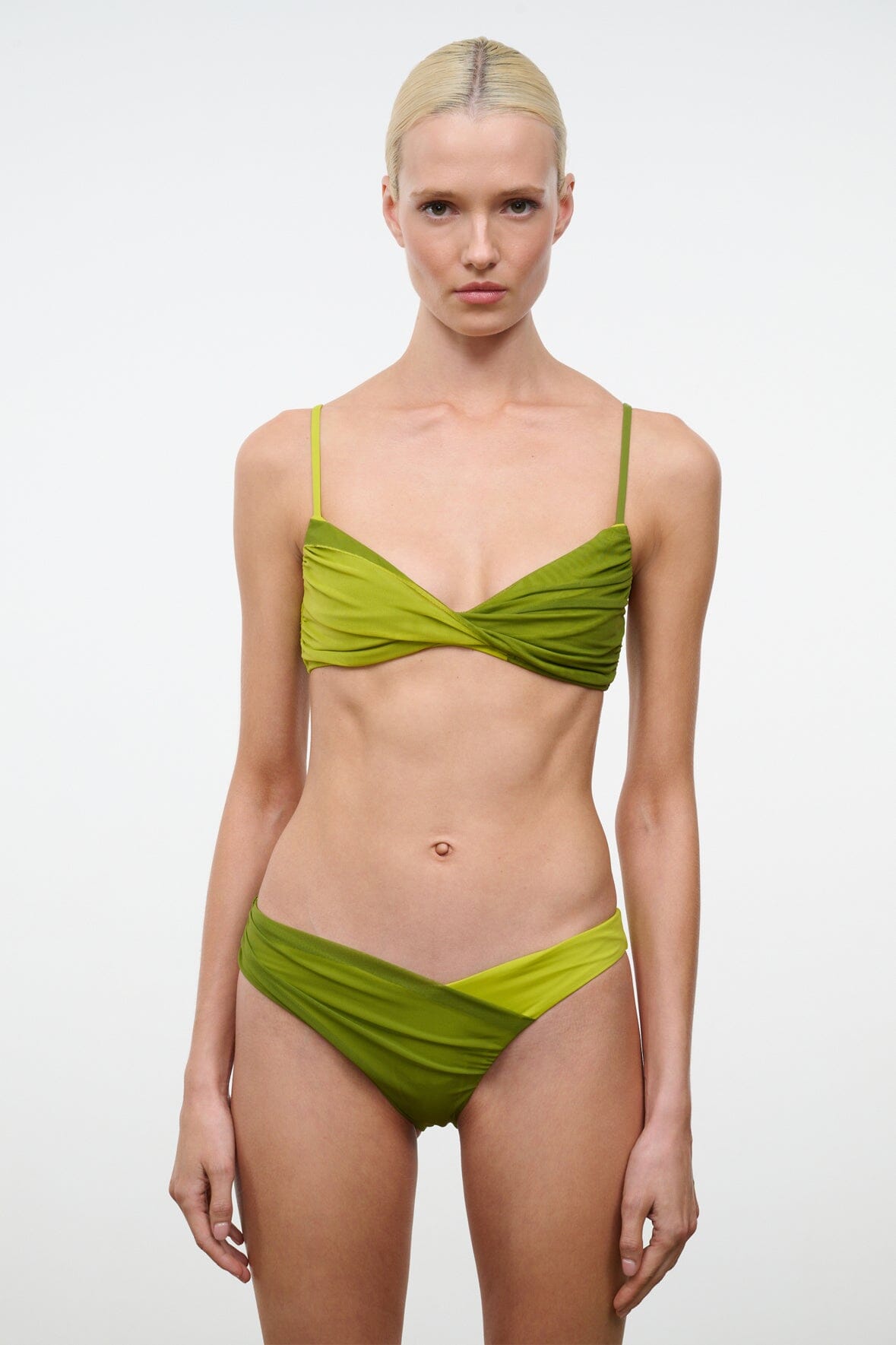 STAUD Swimwear La Mer Bikini Top Citron Pesto