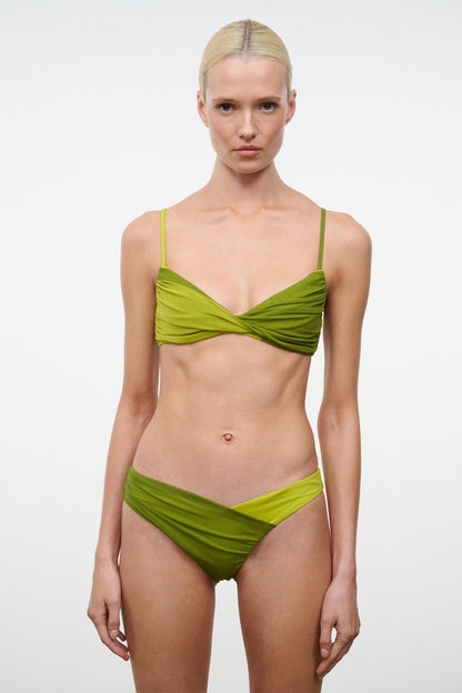STAUD Swimwear La Mer Bikini Top Citron Pesto