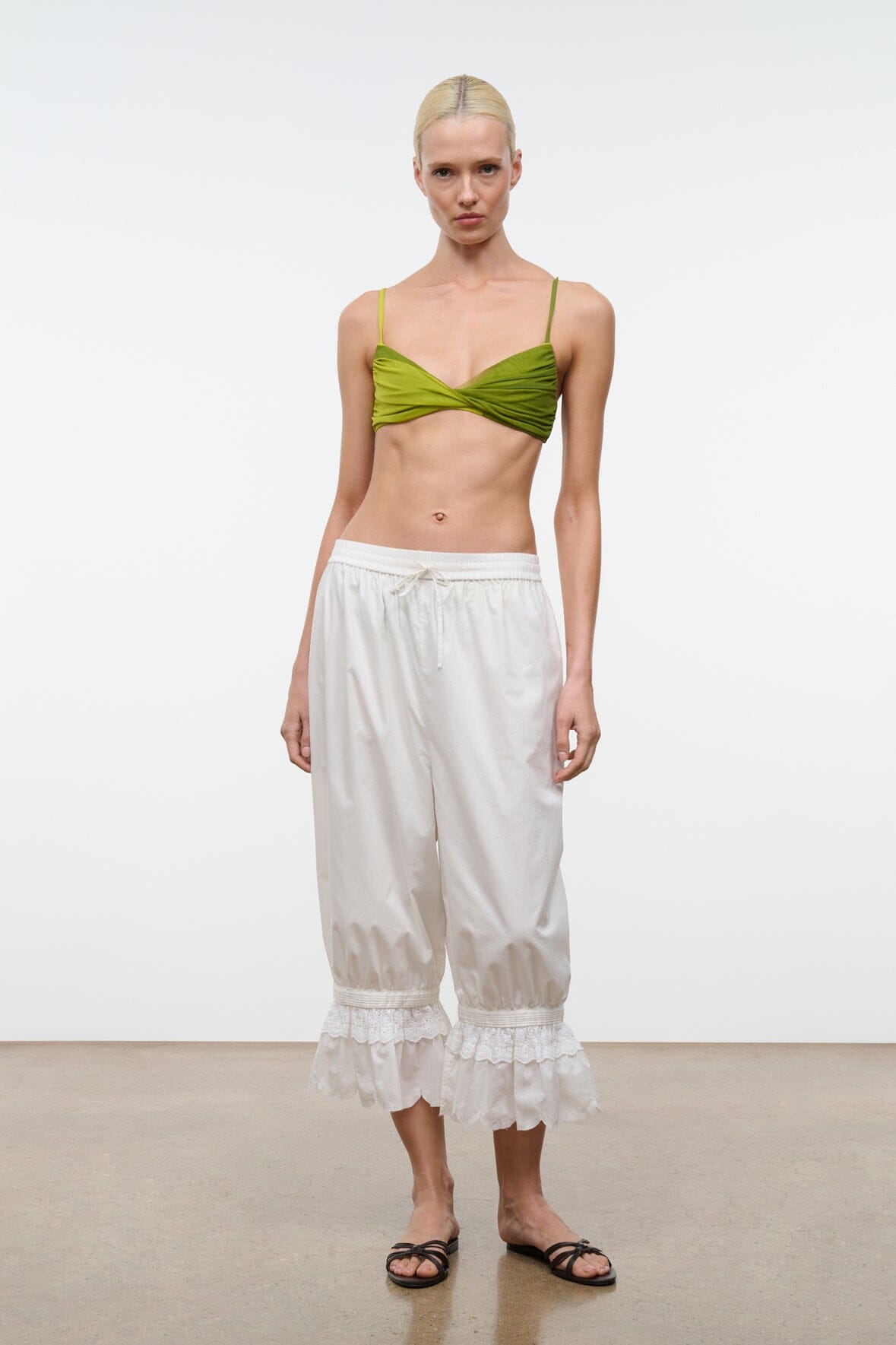 STAUD Swimwear La Mer Bikini Top Citron Pesto