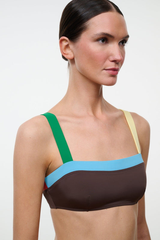 STAUD Swimwear Liv Bikini Top Dark Chocolate Multi