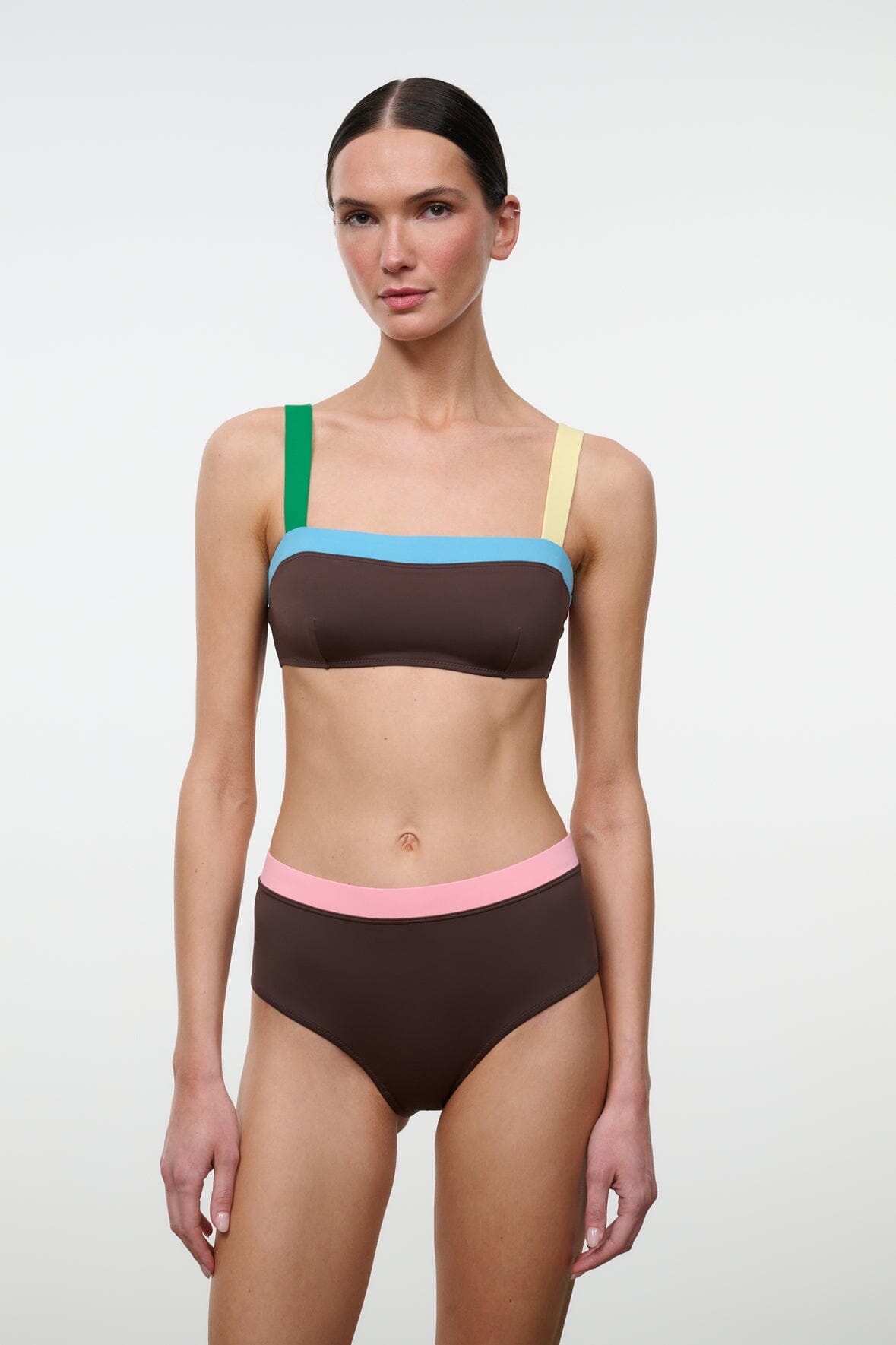 STAUD Swimwear Liv Bikini Top Dark Chocolate Multi
