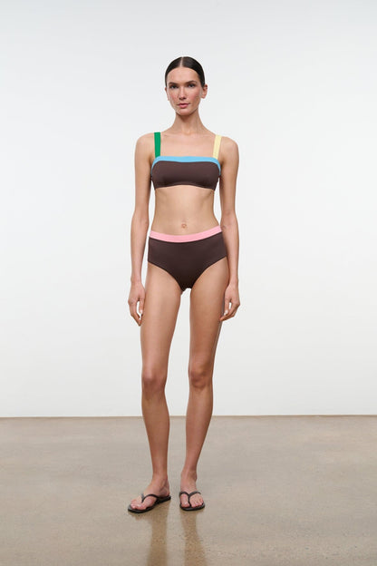 STAUD Swimwear Liv Bikini Top Dark Chocolate Multi
