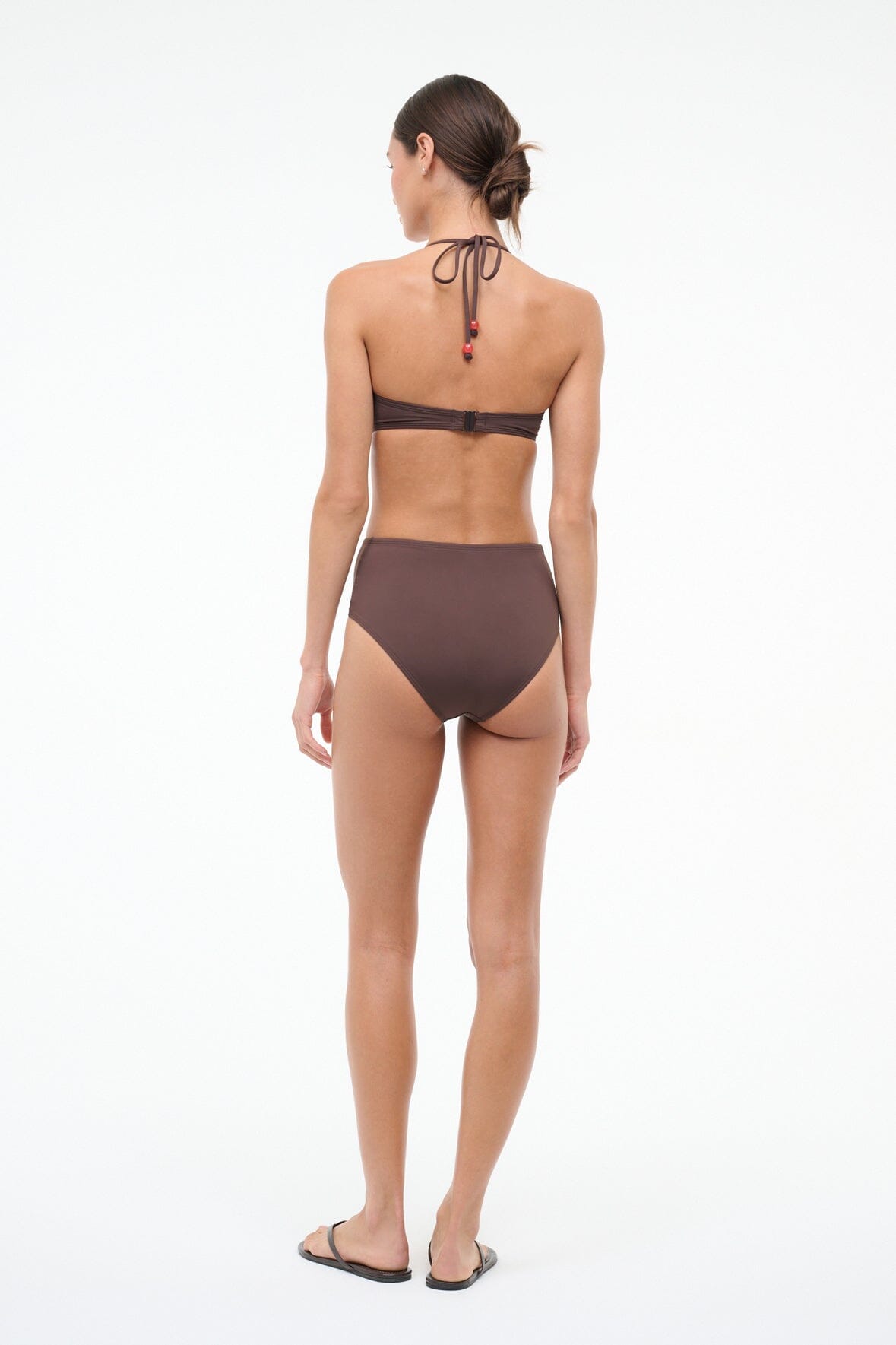 STAUD Swimwear Laird Bikini Top Dark Chocolate Flame