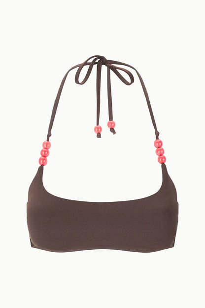 STAUD Swimwear Laird Bikini Top Dark Chocolate Flame