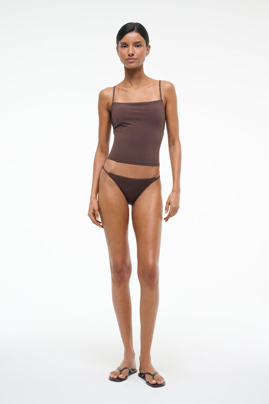 STAUD Swimwear Cleo Tankini Top Dark Chocolate