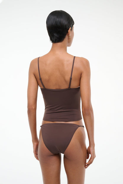 STAUD Swimwear Cleo Tankini Top Dark Chocolate