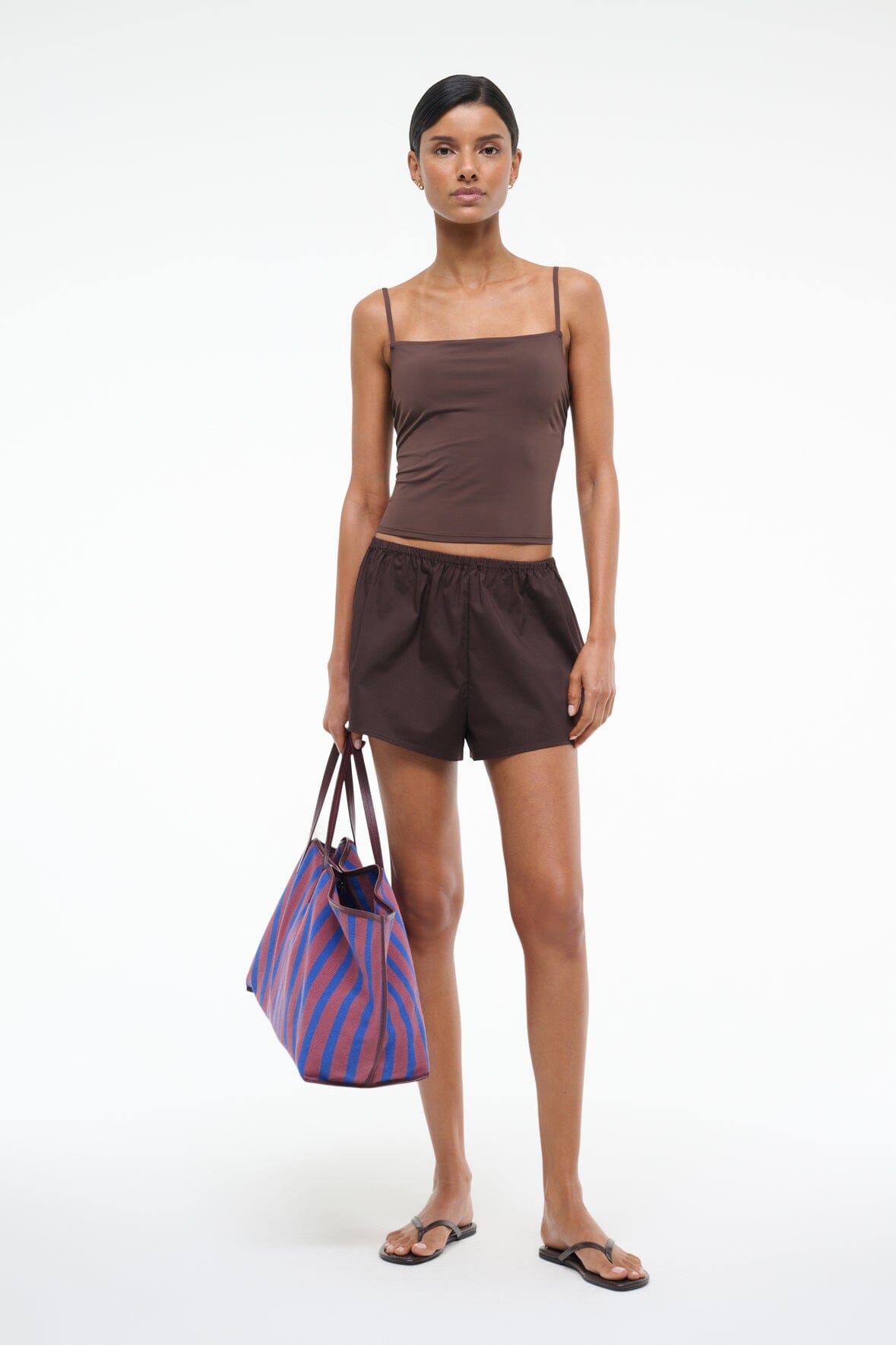 STAUD Swimwear Cleo Tankini Top Dark Chocolate