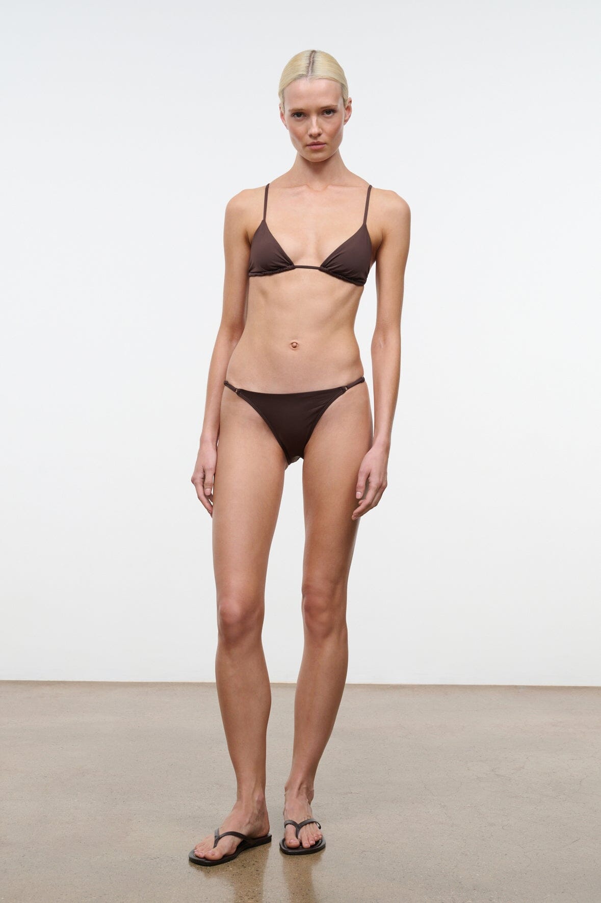 STAUD Swimwear Alexis Bikini Top Dark Chocolate