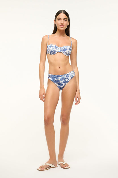STAUD Swimwear Jo Balconette Bikini Top Blue Toile