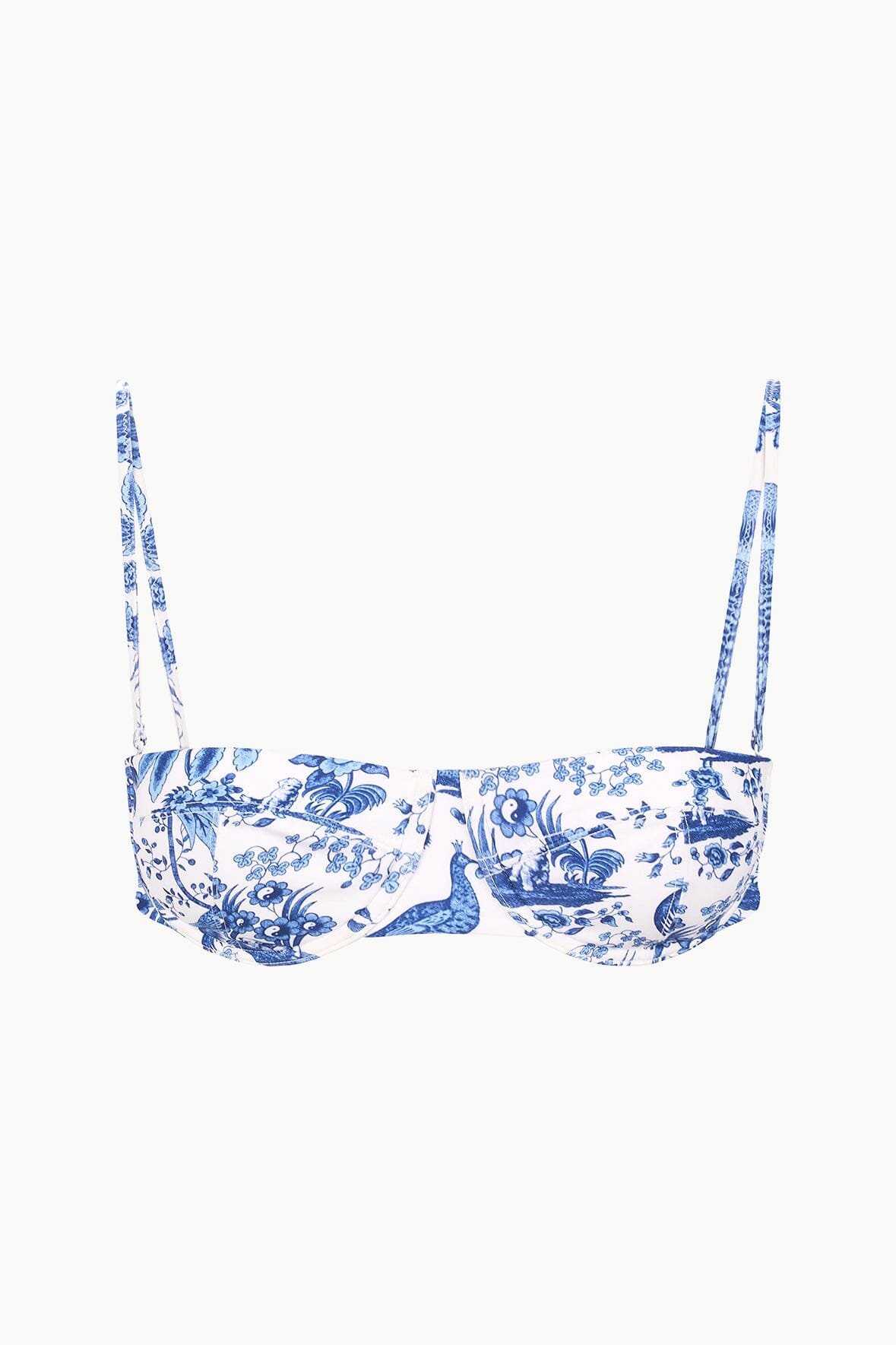STAUD Swimwear Jo Balconette Bikini Top Blue Toile