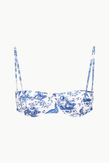 STAUD Swimwear Jo Balconette Bikini Top Blue Toile