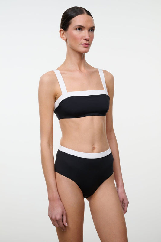 STAUD Swimwear Liv Bikini Top Black White
