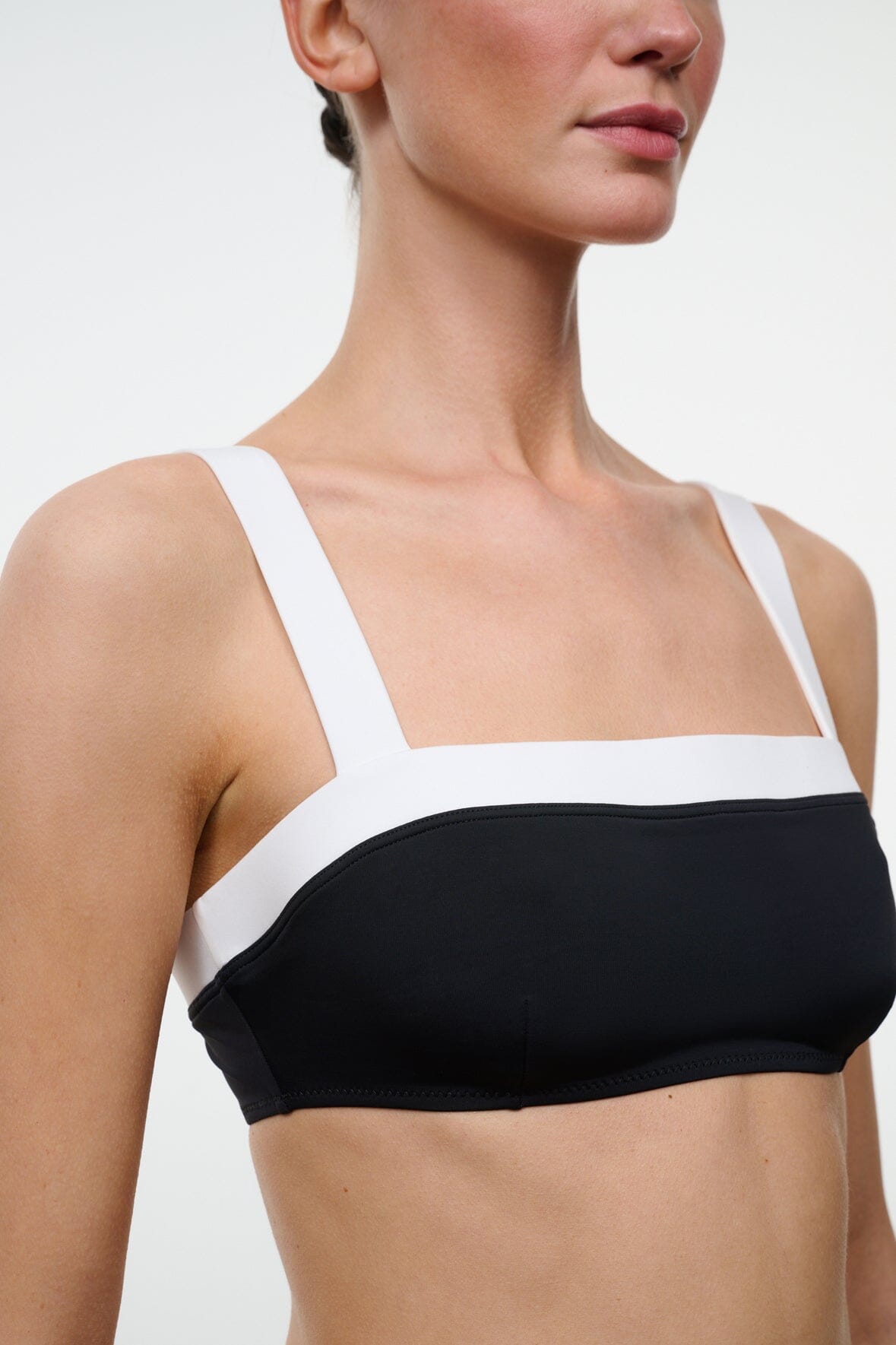 STAUD Swimwear Liv Bikini Top Black White