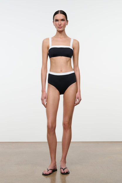 STAUD Swimwear Liv Bikini Top Black White