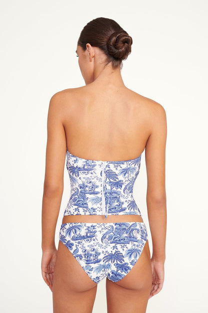 STAUD Swimwear Francesca Bikini Top Blue Toile