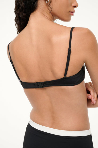 STAUD Swimwear Jo Balconette Bikini Top Black White