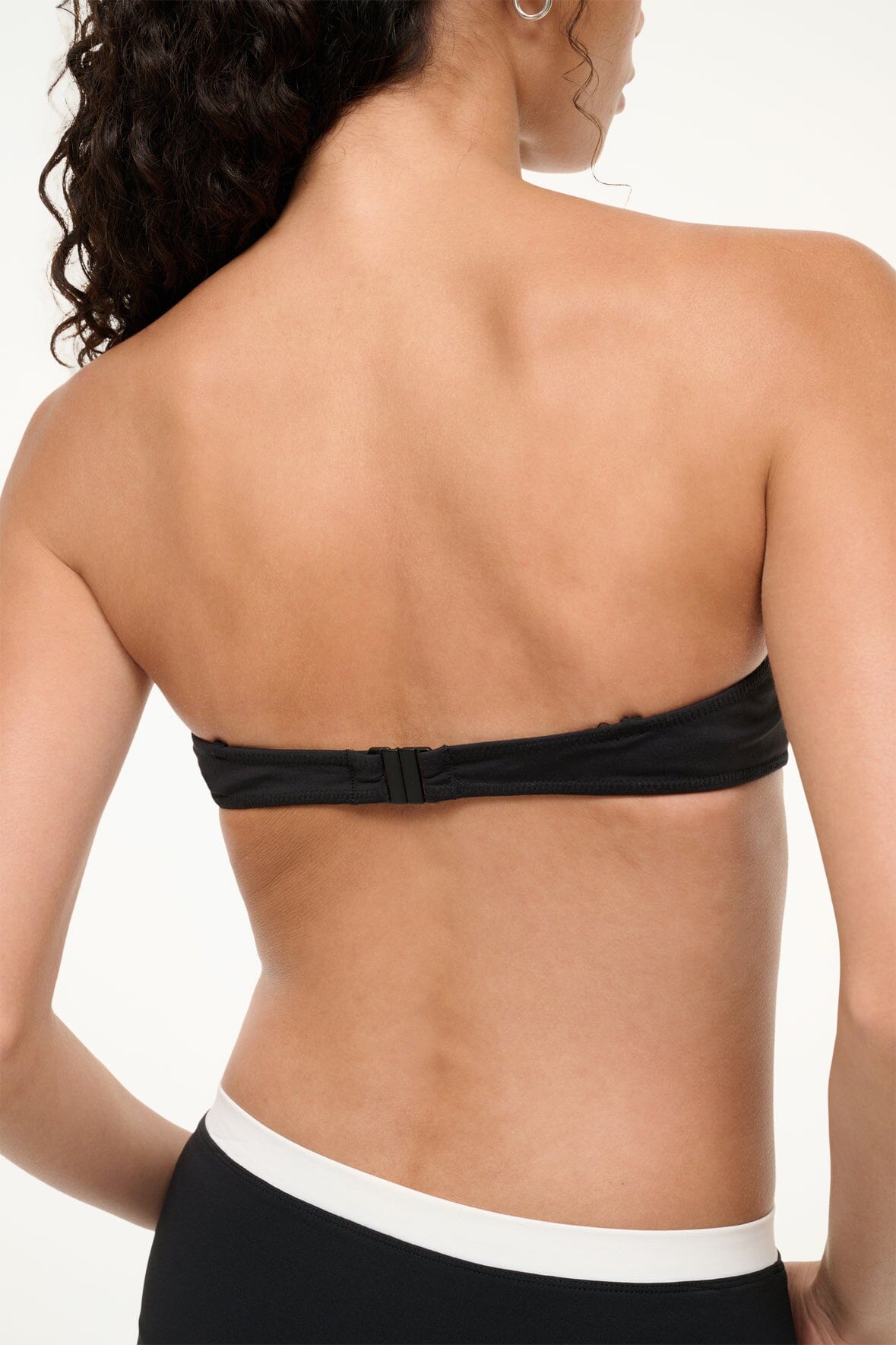 STAUD Swimwear Jo Balconette Bikini Top Black White