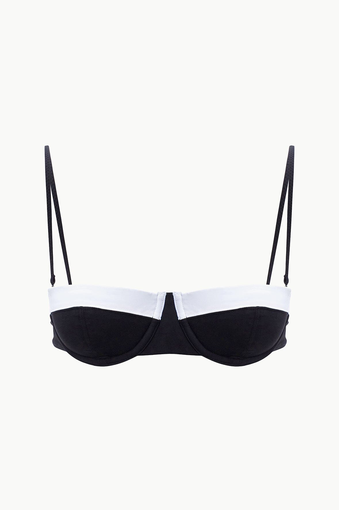 STAUD Swimwear Jo Balconette Bikini Top Black White