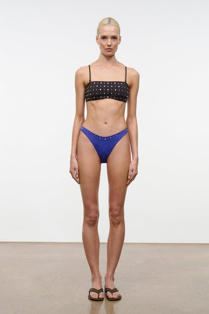 STAUD Swimwear Dana Bikini Bottom Cobalt Studs